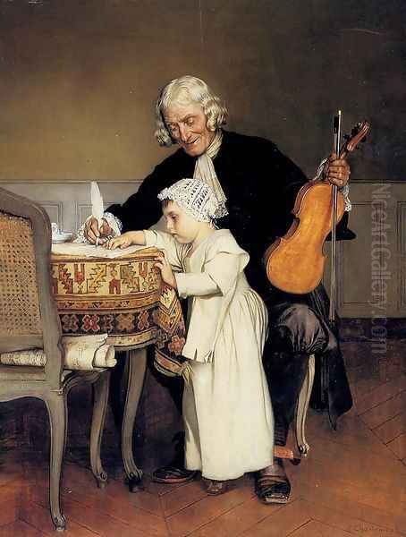 The Music Lesson Oil Painting by Eduard Charlemont