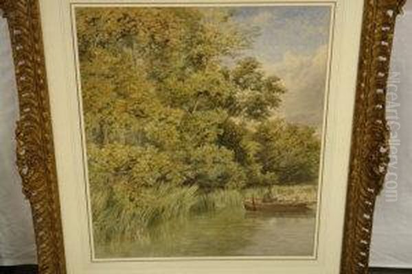 A Quiet Corner Of Filby Broad Oil Painting by Charles Harmony Harrison