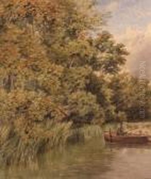 A Quiet Corner Filby Broad Oil Painting by Charles Harmony Harrison