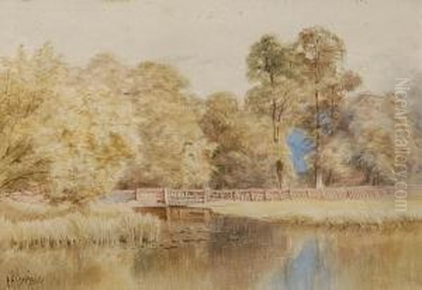 Boreham Mill Pool Near Chelmsford Oil Painting by Charles Harmony Harrison