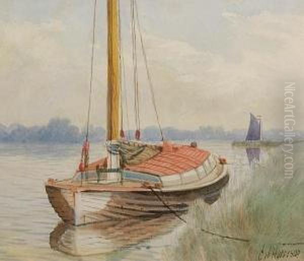 Moored Wherry Oil Painting by Charles Harmony Harrison