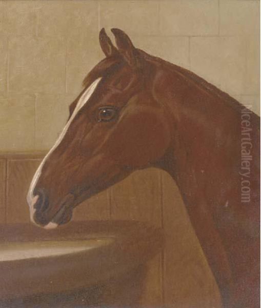 At The Water Trough Oil Painting by Walter Harrowing