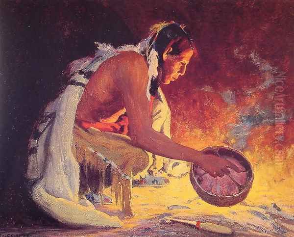 Indian by Firelight Oil Painting by Eanger Irving Couse