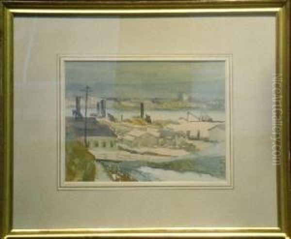 Edgewater In Winter Oil Painting by Pop Hart