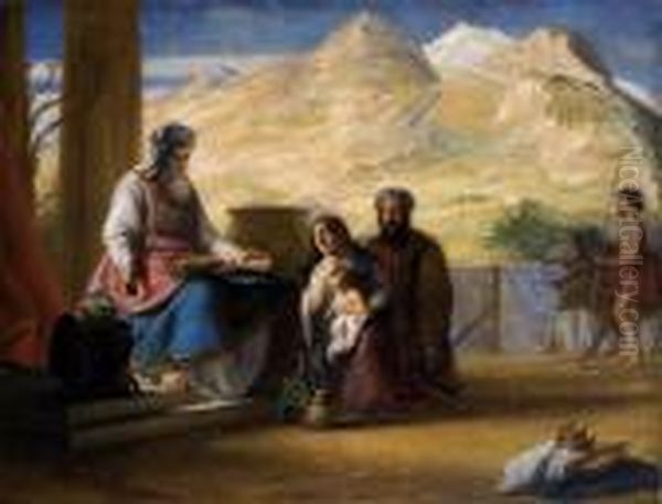 Hannah Presenting The Infant Samuel To The High Priest Eli Oil Painting by Solomon Alexander Hart