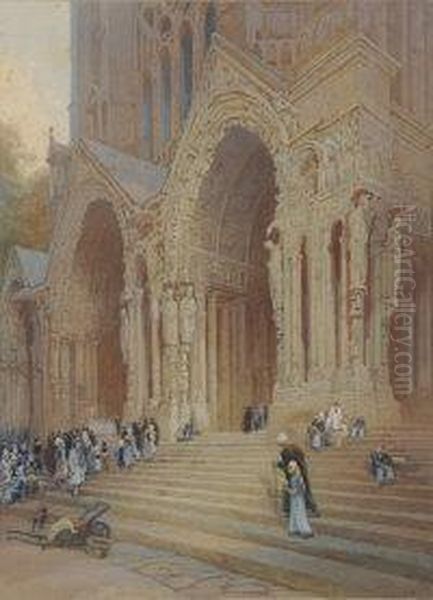 Rheims Cathedral Oil Painting by Thomas Hart