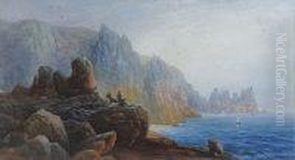 Picnic On The Rocks Oil Painting by Thomas Hart