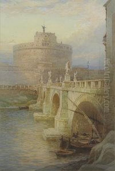 San Angelo Bridge, Rome Oil Painting by Thomas Hart