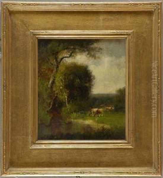 Landscape With Cows Oil Painting by William M. Hart