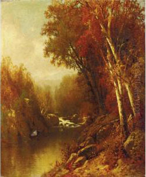 Stream In Autumn Oil Painting by William M. Hart