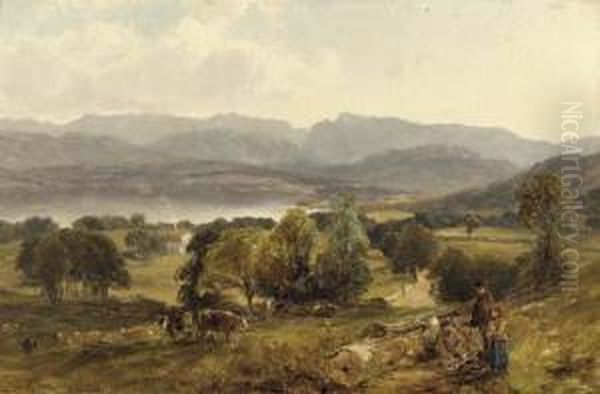 Lake Windermere Oil Painting by William M. Hart