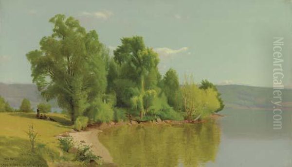 Lake George Oil Painting by William Howard Hart