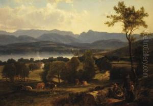 Lake Windermere, England Oil Painting by William M. Hart