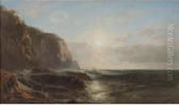 Sea And Cliffs Oil Painting by William M. Hart