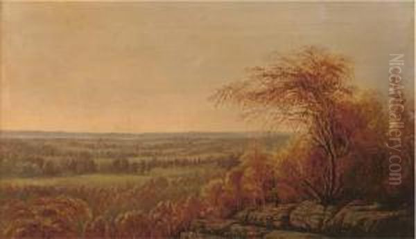 An Autumnal Landscape Oil Painting by William M. Hart