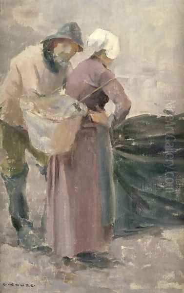 The Housewife Looking at the Fisherman's Catch, c.1900 Oil Painting by Eanger Irving Couse