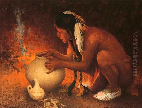 Making Pottery Oil Painting by Eanger Irving Couse