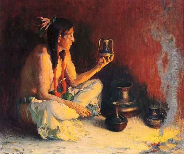 Taos Indian and Pottery Oil Painting by Eanger Irving Couse