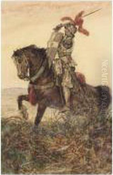 Prosper Le Gai Rides Forth Oil Painting by Archibald Standish Hartrick