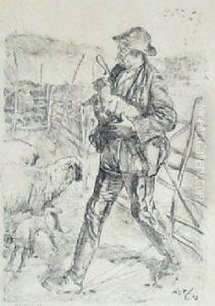 Lambing by Archibald Standish Hartrick