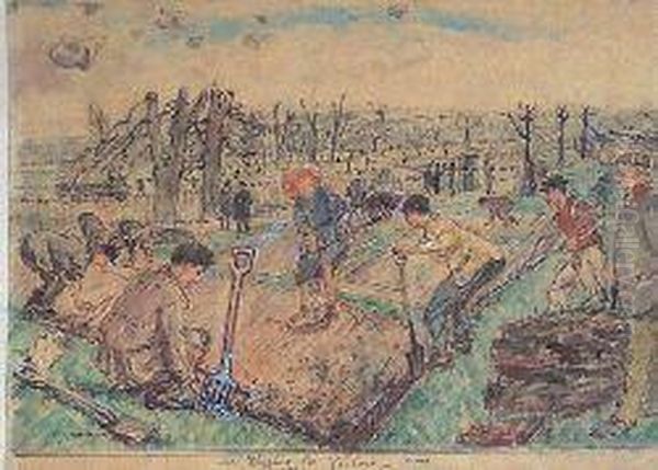 Digging For Victory, Clapham Common Oil Painting by Archibald Standish Hartrick