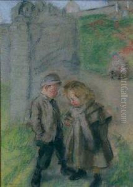 Play-mates Oil Painting by Archibald Standish Hartrick