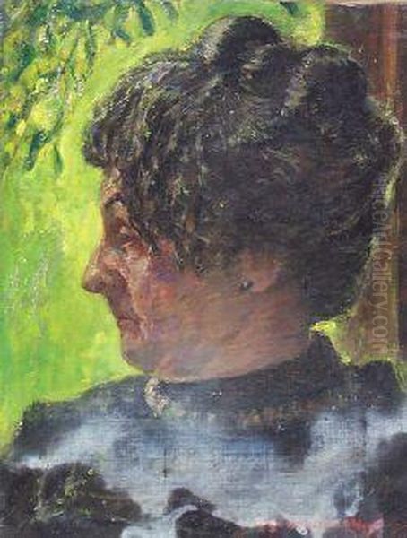 Mum Oil Painting by Archibald Standish Hartrick