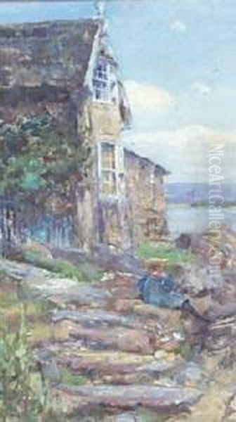 By The Cottage Oil Painting by Archibald Standish Hartrick