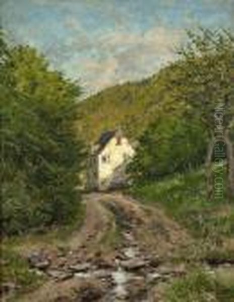 Waldlandschaft Mit Haus Und Weg Oil Painting by Heinrich Sen Hartung