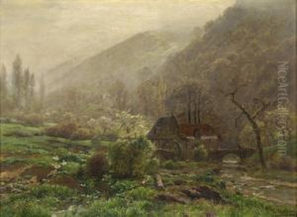 Muhlbachtal Bei Koblenz. Oil Painting by Heinrich Sen Hartung