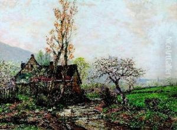 Landschaft Mit Bauernhof. Oil Painting by Heinrich Sen Hartung