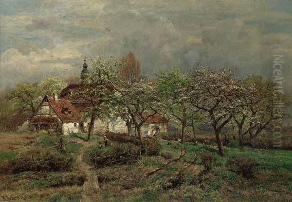 In The Orchard Oil Painting by Heinrich Sen Hartung