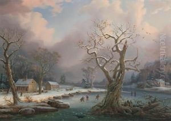 ''winter Evening'' Oil Painting by George Gunther Hartwick