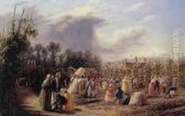 Hop Picking Oil Painting by George Harvey