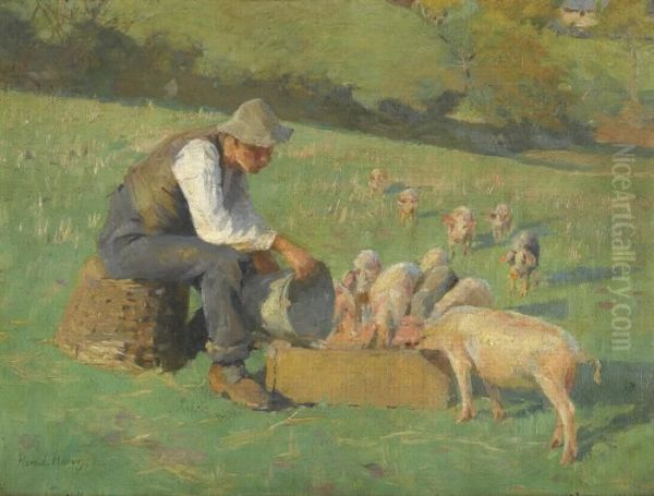 Feeding Time Oil Painting by Harvey Harold