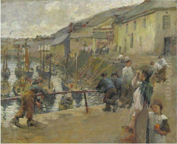 Mousehole, Newlyn Oil Painting by Harvey Harold