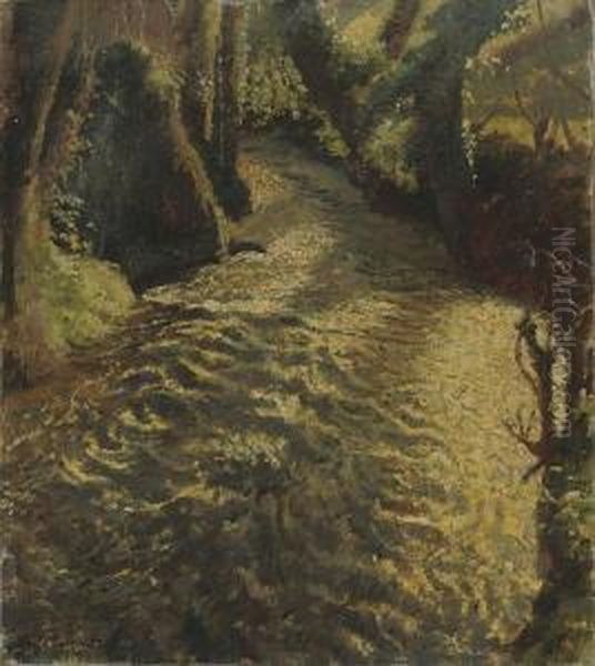 The Stream In Winter Oil Painting by Harvey Harold