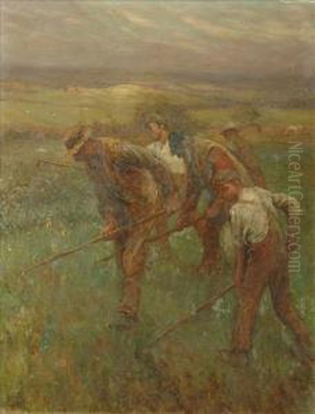 Out In The Fields Oil Painting by Harvey Harold