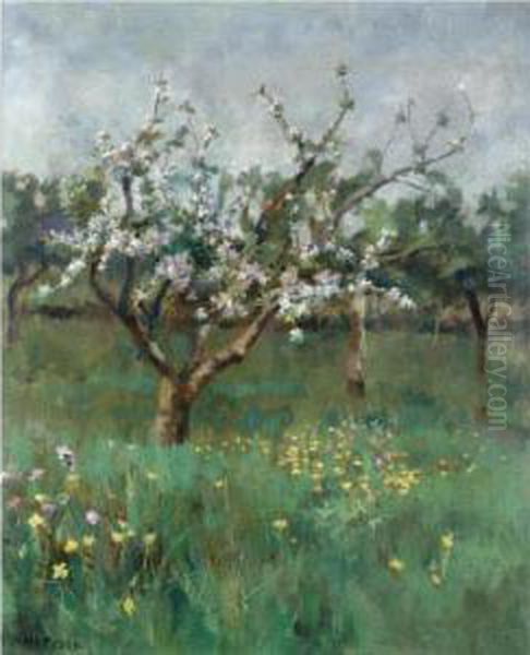 Apple Blossom Oil Painting by Harvey Harold