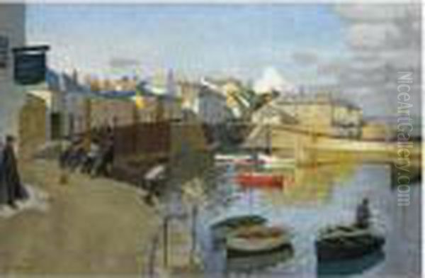 A View Of Mousehole Oil Painting by Harvey Harold