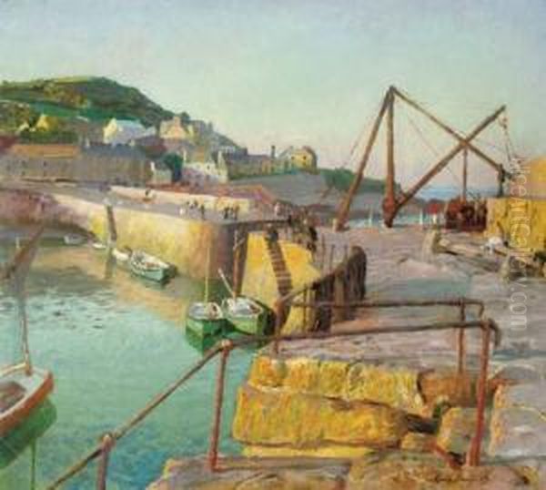 Mousehole Oil Painting by Harvey Harold