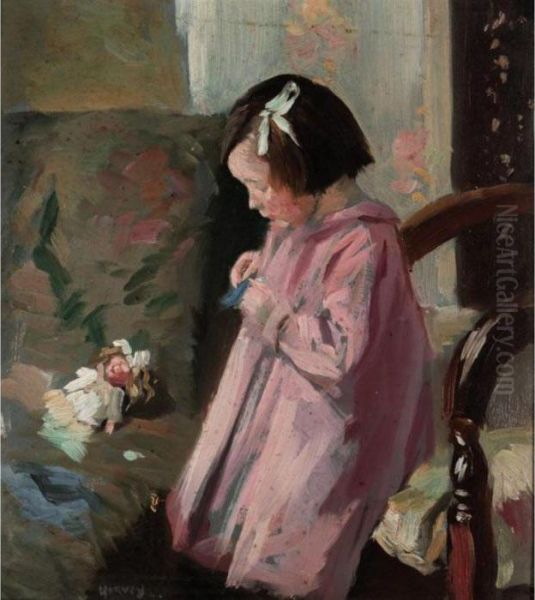 Little Girl At Play Oil Painting by Harvey Harold