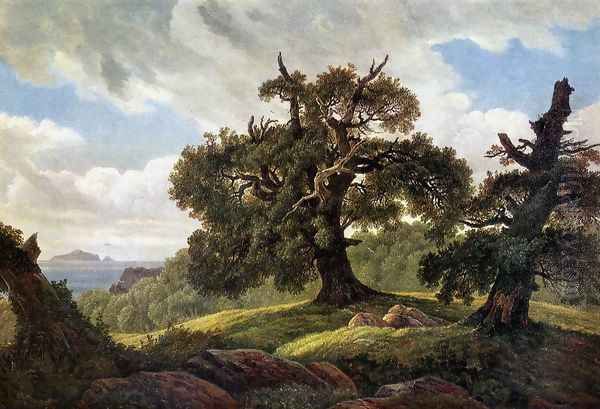 Oaks at the Sea Shore 1835 Oil Painting by Carl Gustav Carus