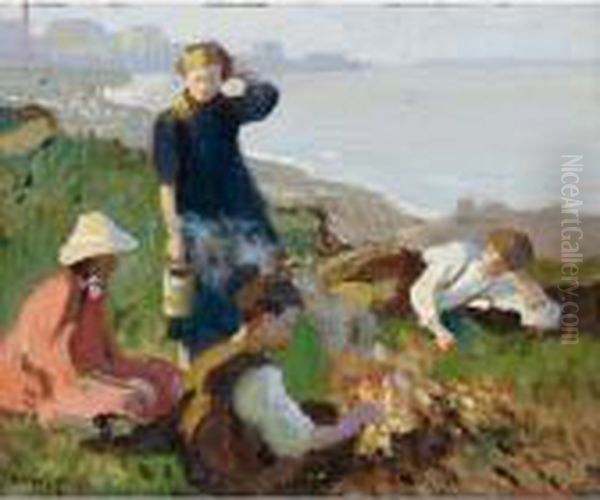 The Bonfire Oil Painting by Harvey Harold