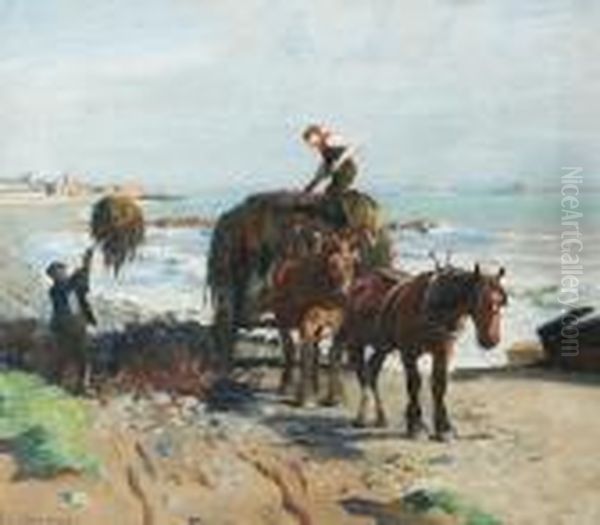 Seaweed Gatherers Oil Painting by Harvey Harold