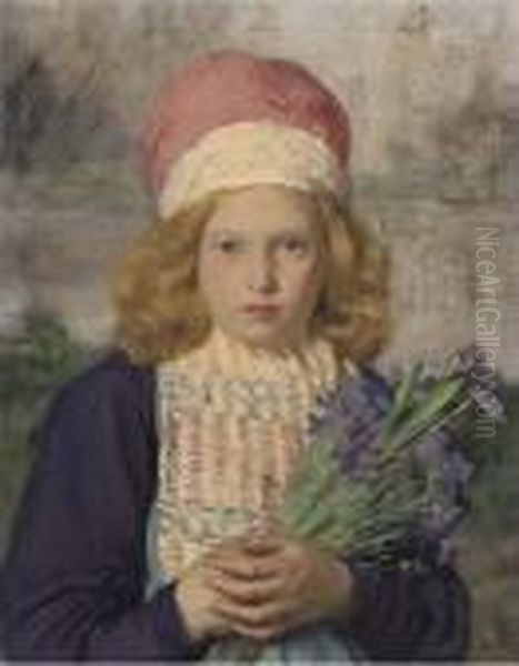 The Flower Gatherer Oil Painting by Herbert Johnson Harvey