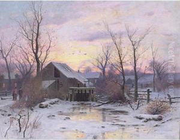 Wintry Twilight Oil Painting by Du Bois Fenelon Hasbrouck