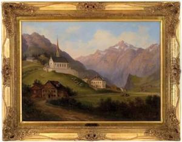 Kirche In Den Bergen Oil Painting by Carl Hasch