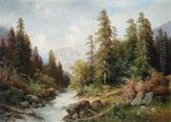 Motiv Aus Der Ramsau Oil Painting by Carl Hasch