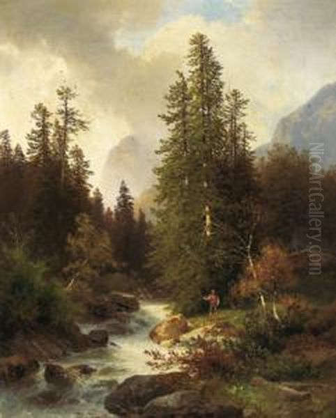 Motiv Aus Der Ramsau Bei Lofer Oil Painting by Carl Hasch